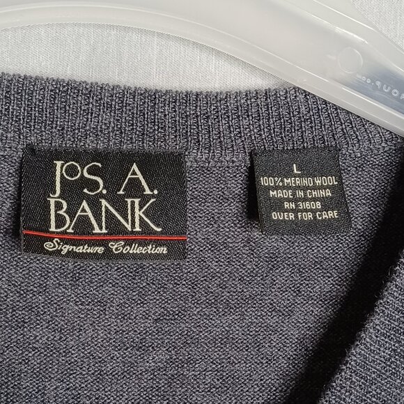 Jos. A. Bank Merino Wool Sweater Mens Large Gray Multicolor Retro Classic - Picture 6 of 7